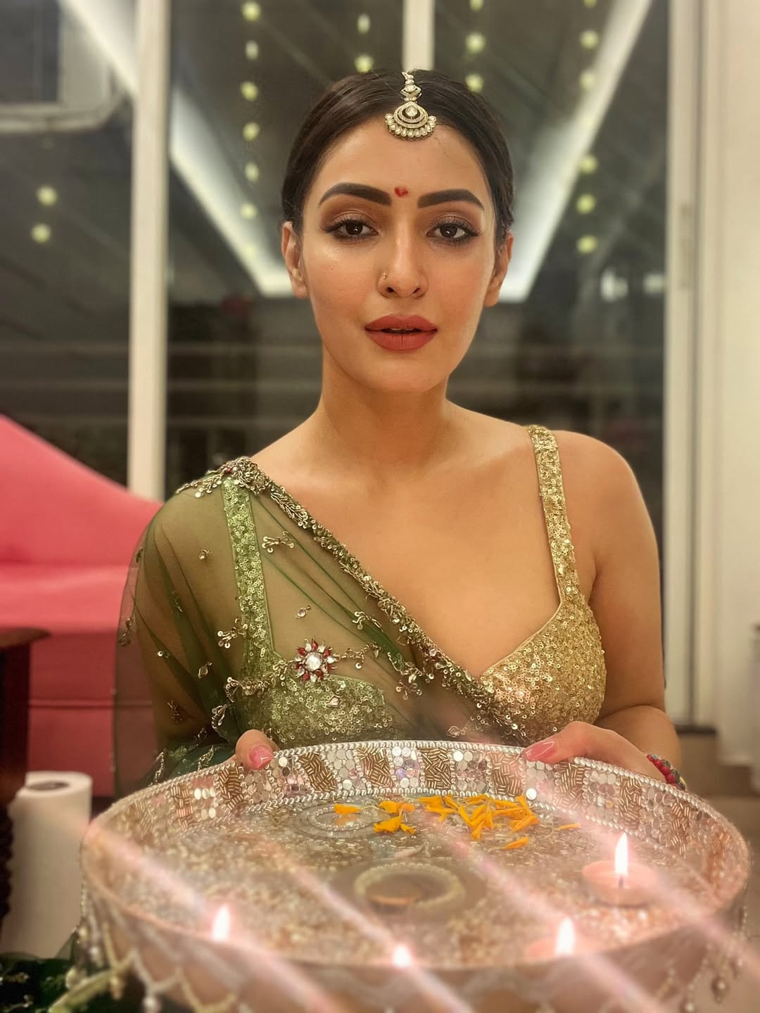 Shivangi Verma In Green Lehenga Look