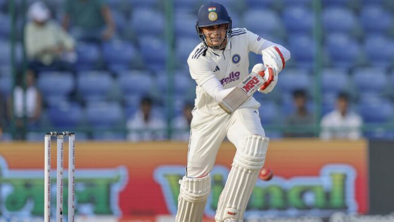 Shubman Gill celebrates Test century