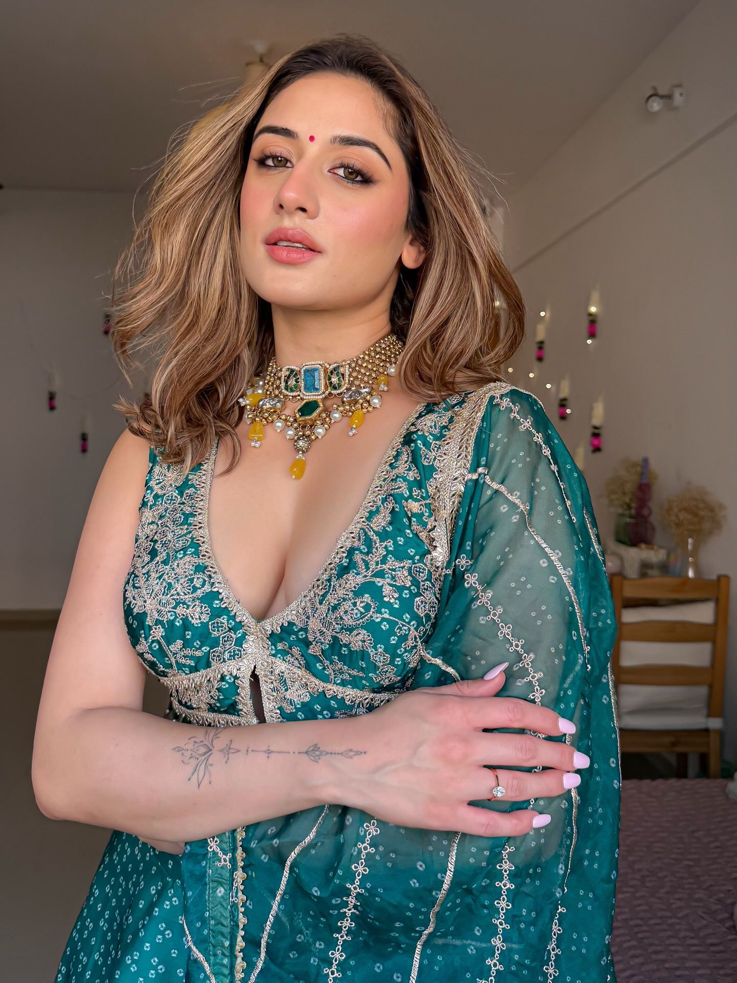 Uditi Singh Shines In Teal Green Lehenga