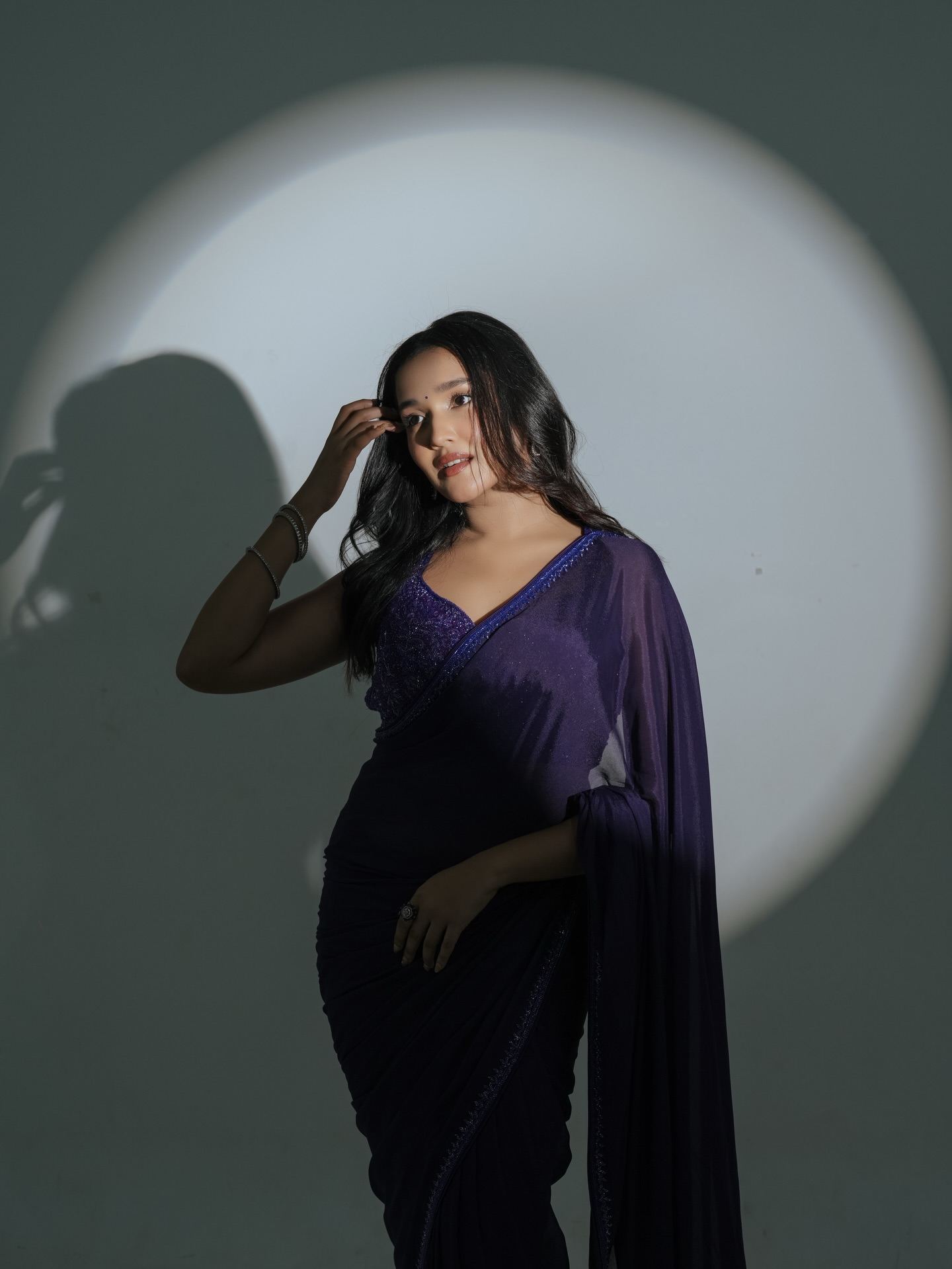 Anikha Surendran Poses In Regal Purple Saree