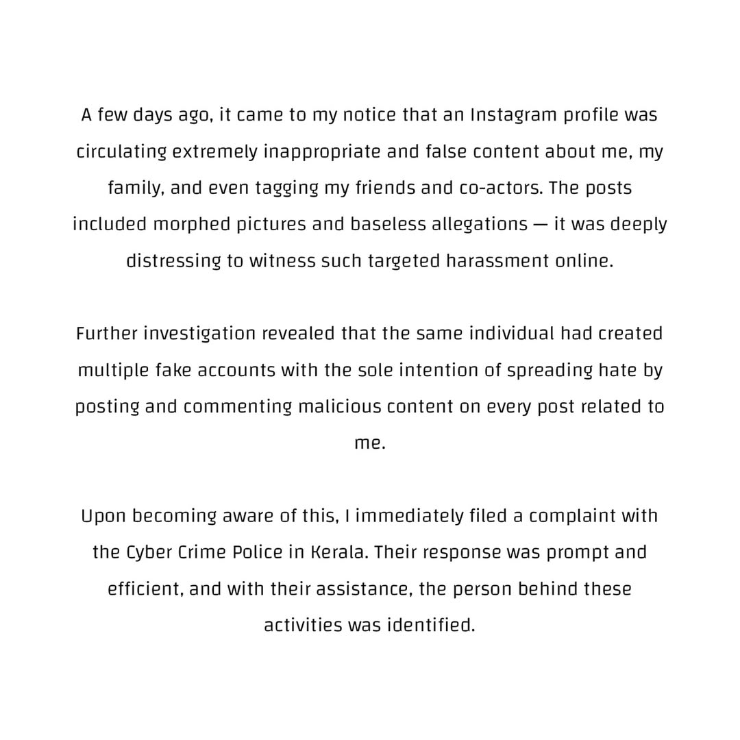 Anupama Parameswaran complaint