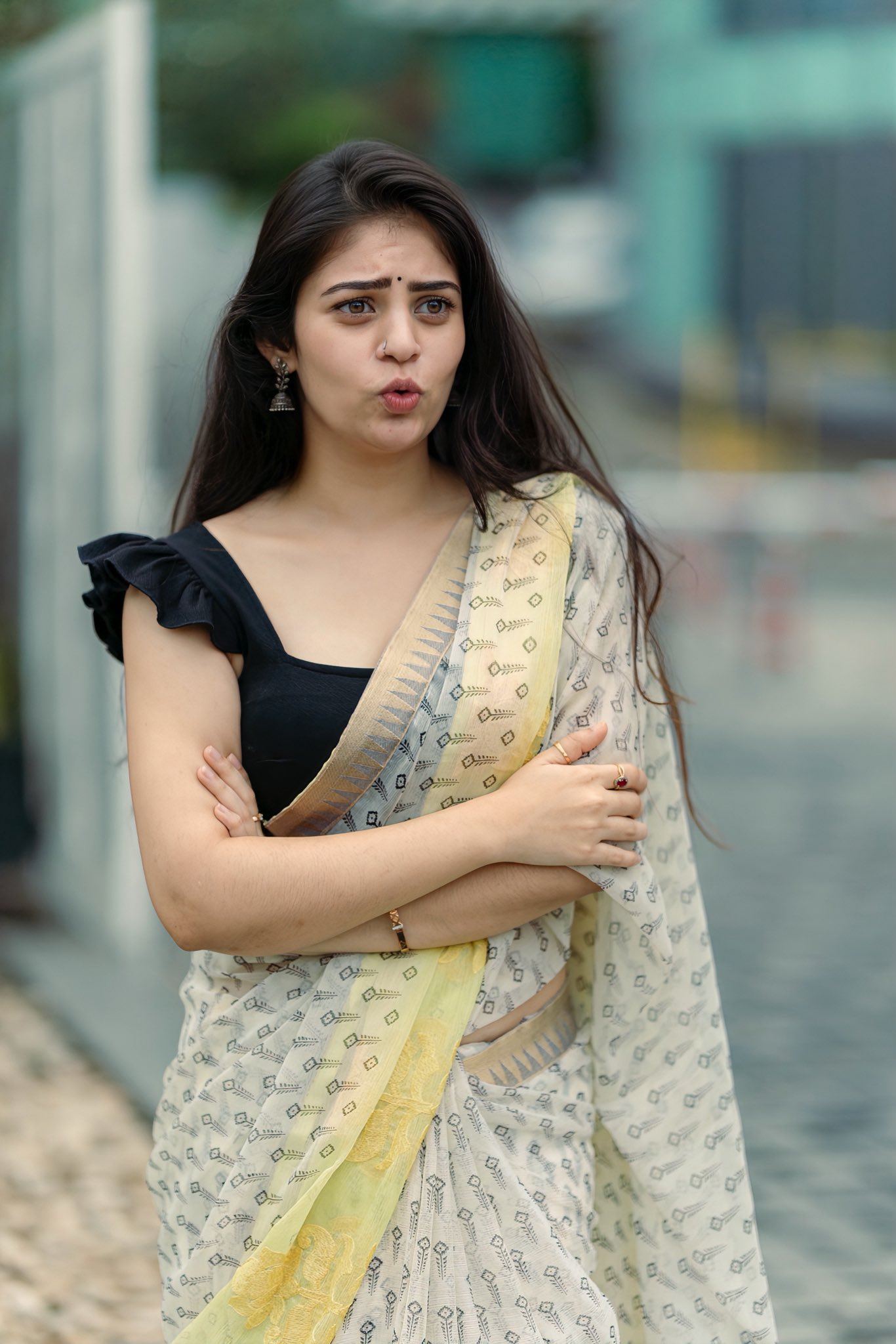 Bandhavi Sridhar's Thoughtful Look In A Saree