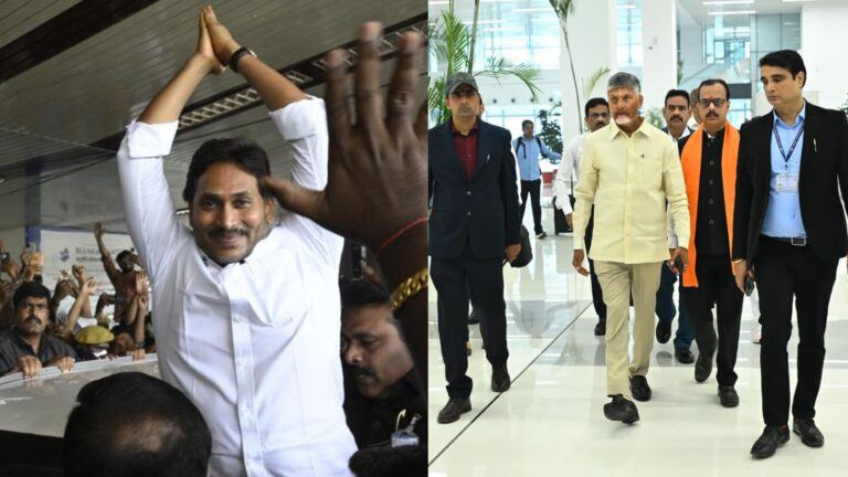 Chandrababu and Jagan political contrast scene