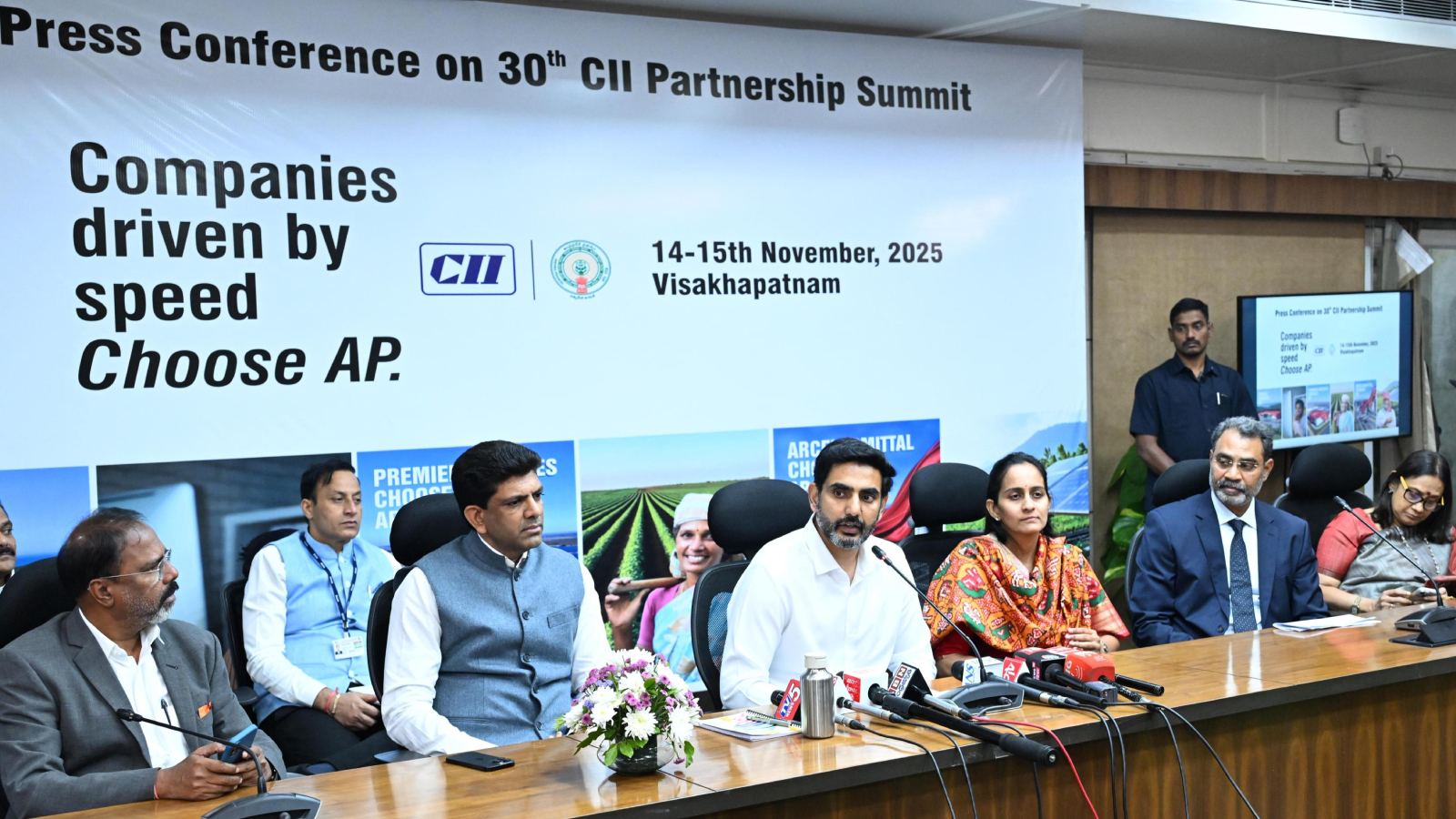 Chandrababu Naidu and Nara Lokesh at Visakhapatnam CII Partnership Summit