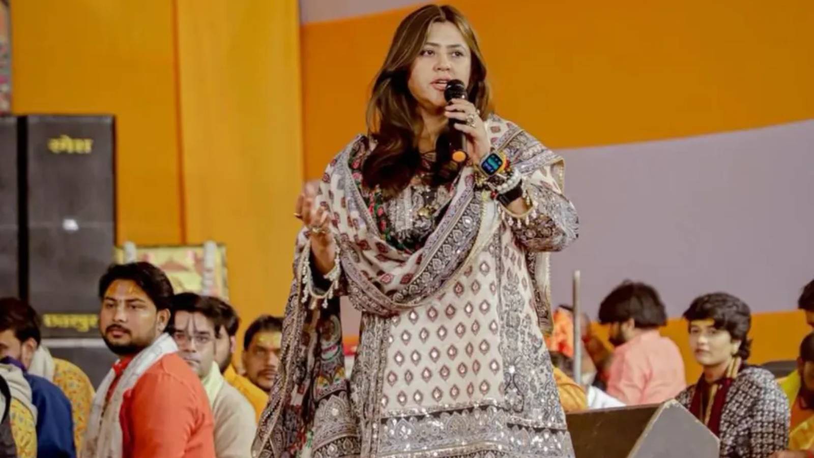 Ekta Kapoor at spiritual event stage