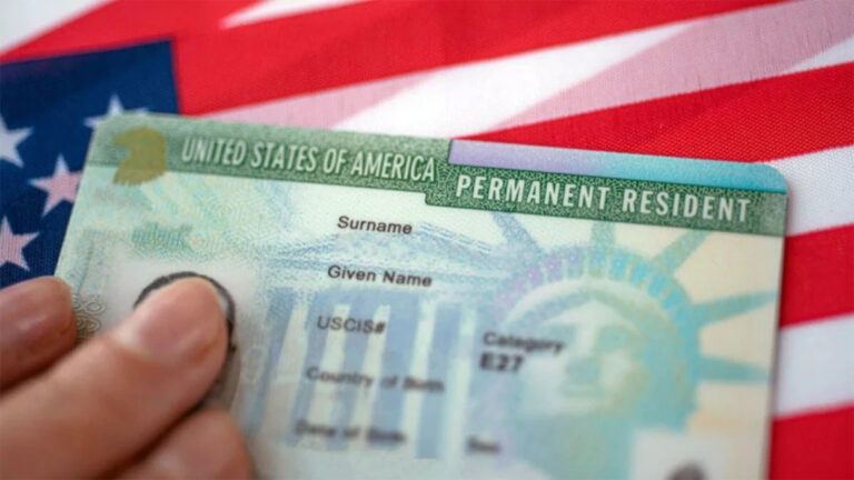 Green card holder at US immigration counter