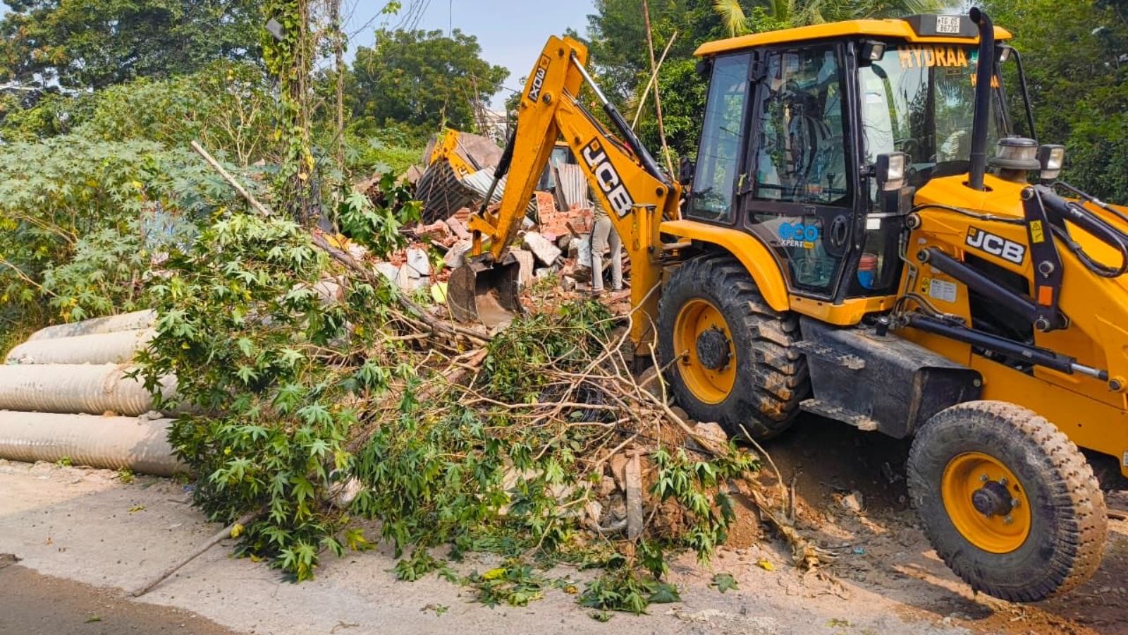 HYDRAA bulldozers reclaim land in Hyderabad after Jubilee Hills election result