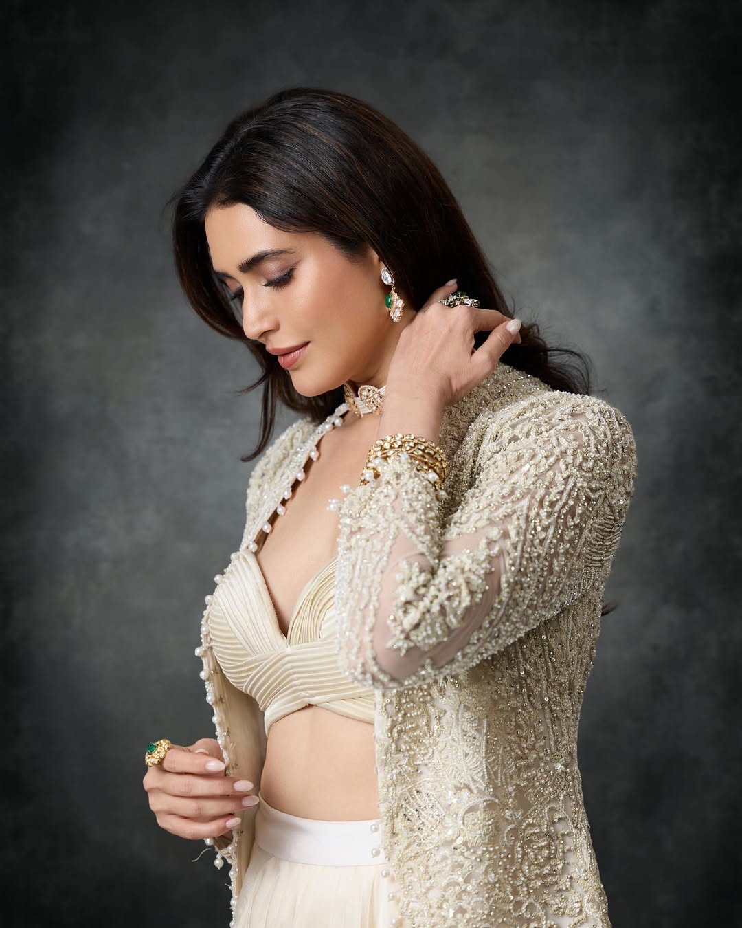 Karishma Tanna's Heavy Embroidered Long Jacket