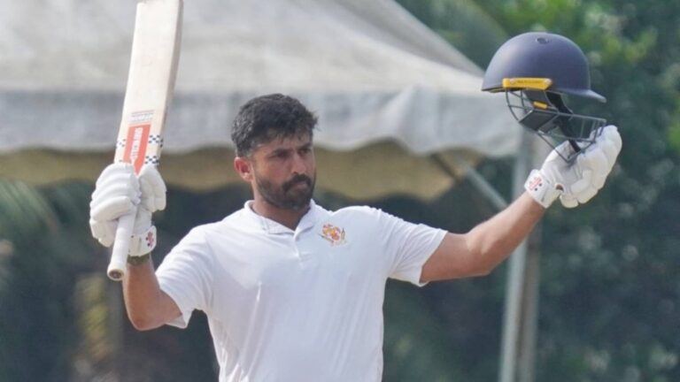 Karun Nair celebrates Ranji Trophy century