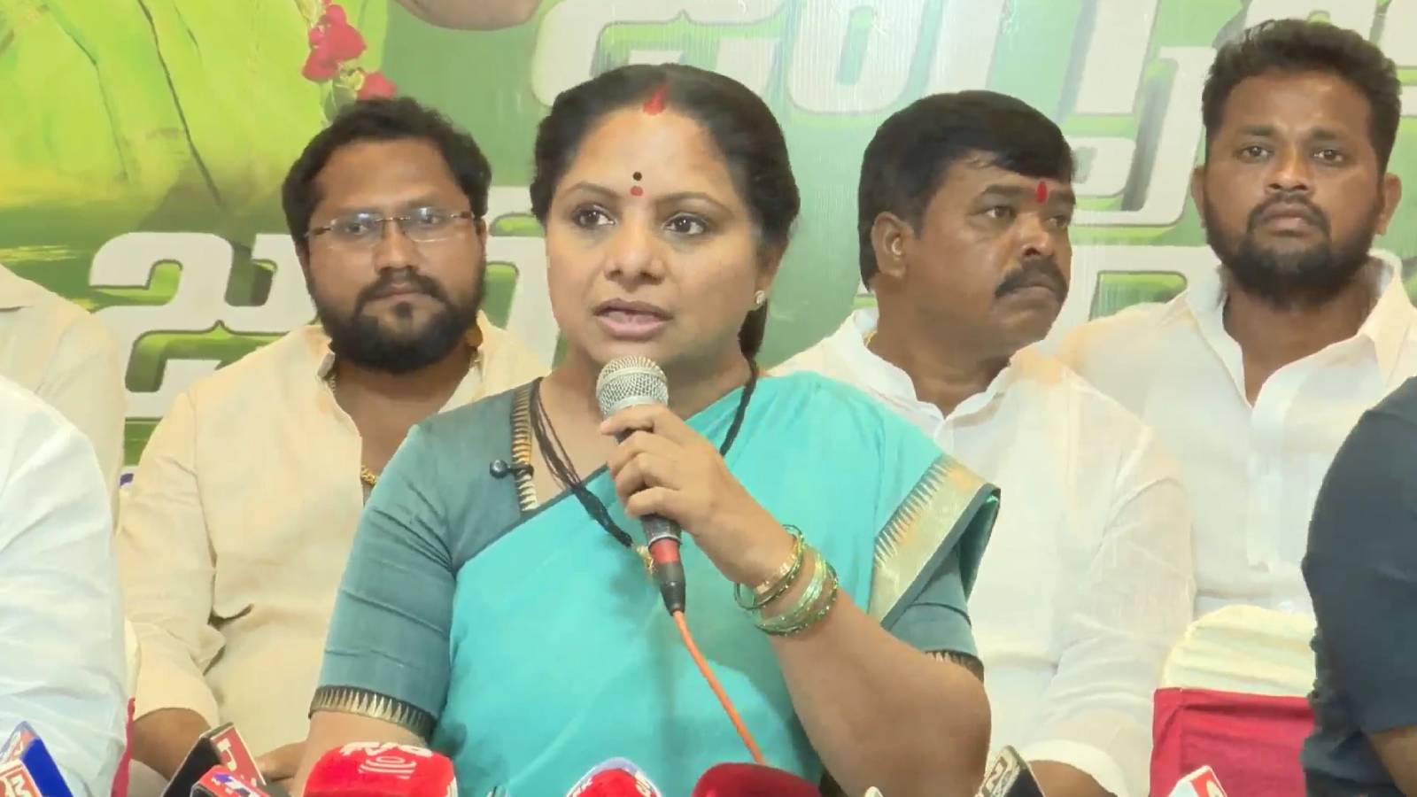 Kavitha addressing supporters in Medak