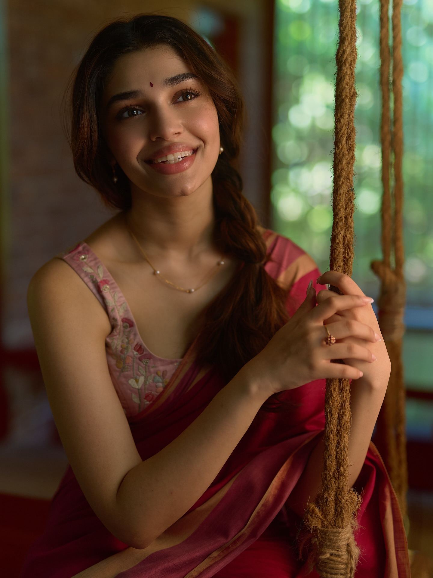 Krithi Shetty Smiling In Saree