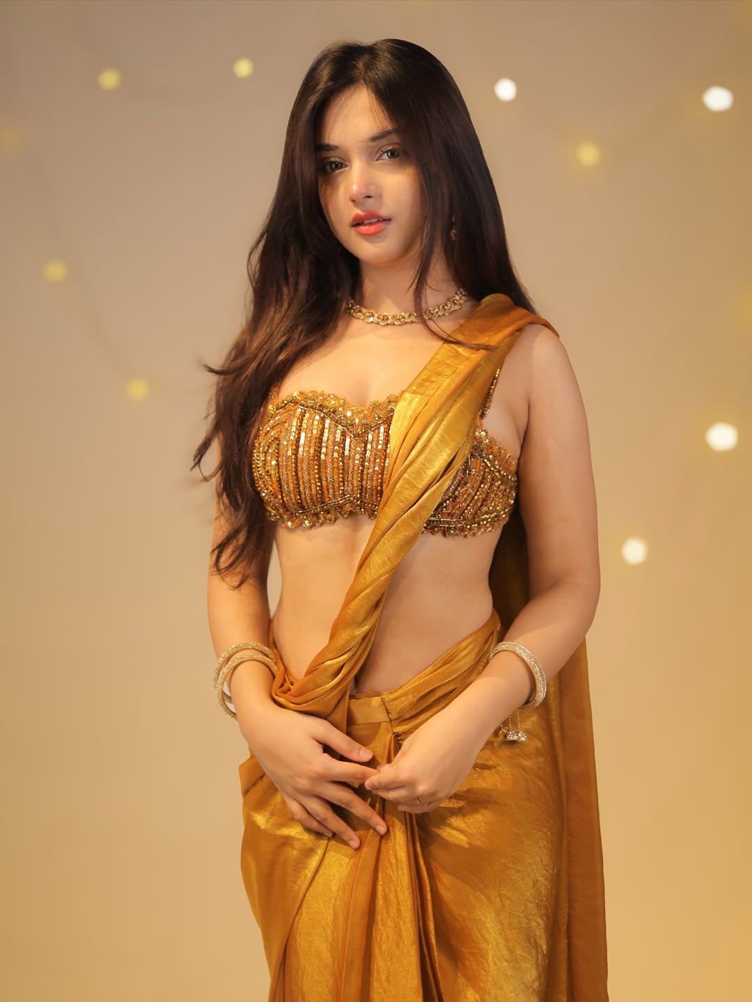 Mihika Mishra's Bold Gold Sequin Bralette