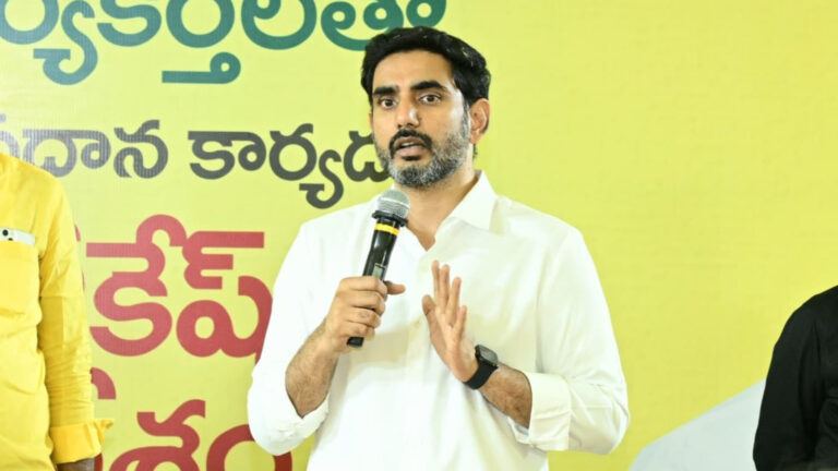Nara Lokesh addressing MLAs at Undavalli office meeting