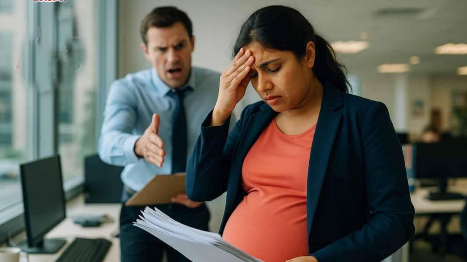Pregnant bank employee abuse report