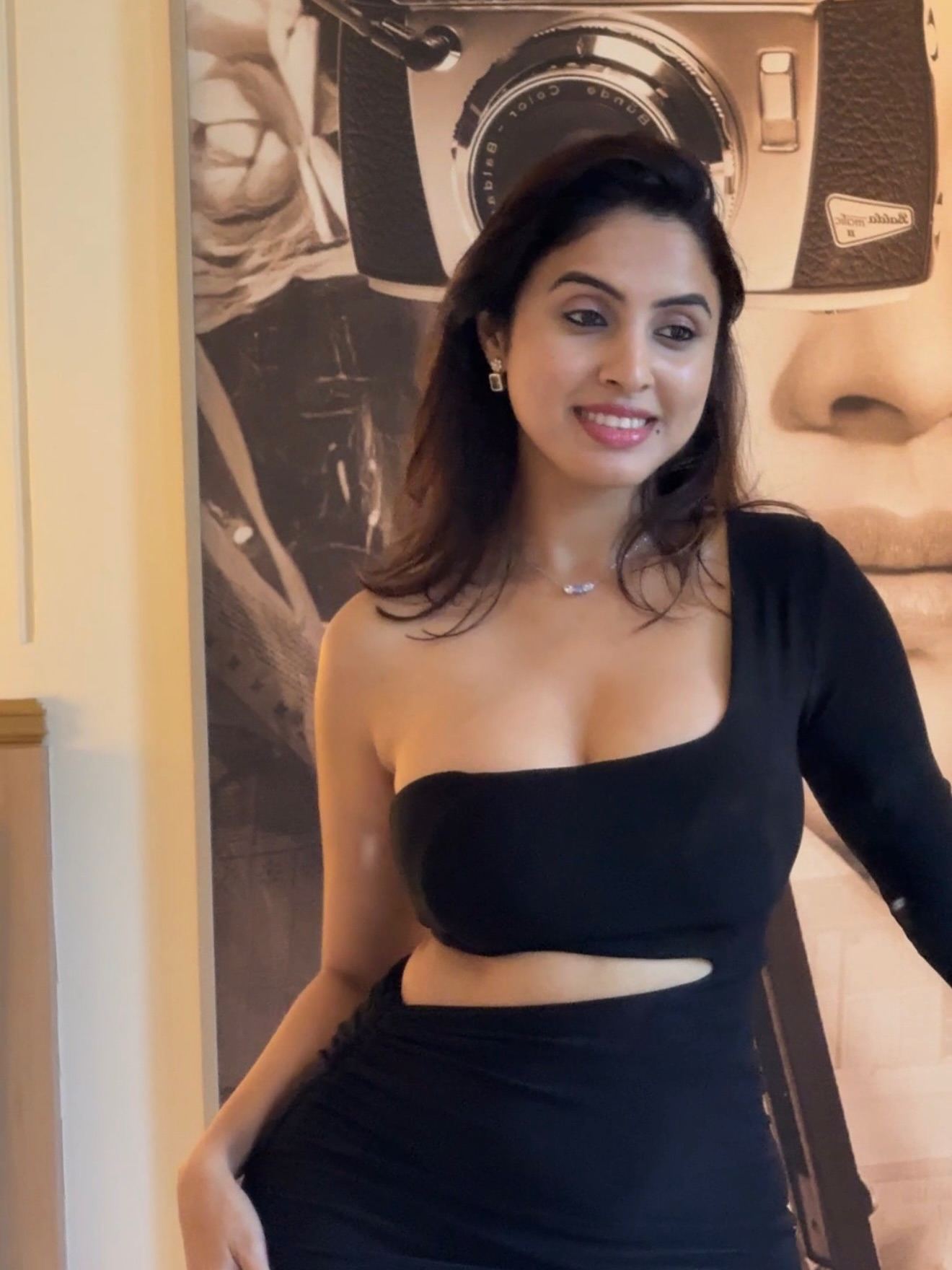 Priyanka Kholgade In Bold Black One Shoulder Dress