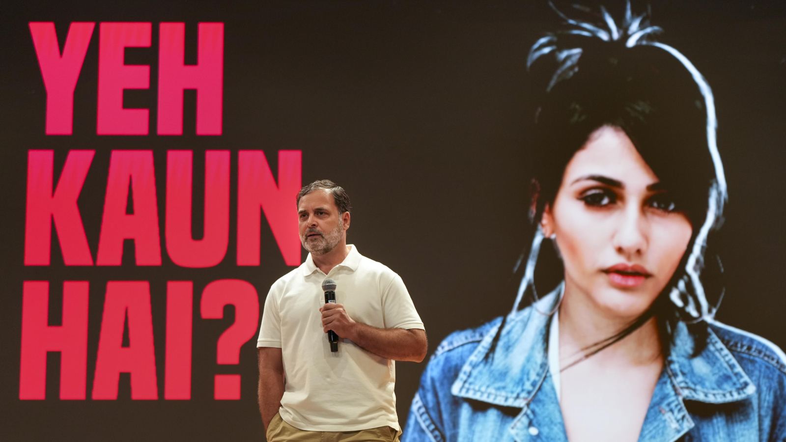 Rahul Gandhi presenting Haryana Files press meet on fake votes in Delhi