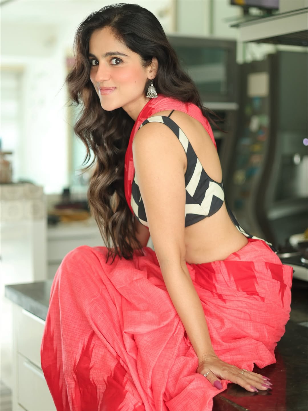 Rose Sardana's Playful Pout In A Modern Saree