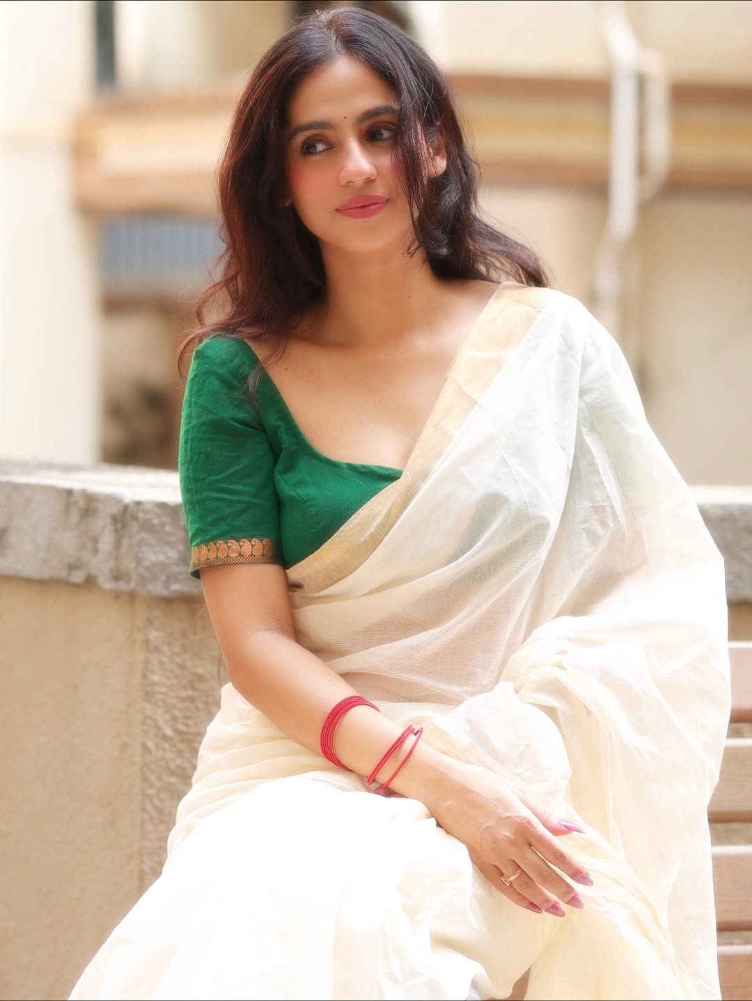 Rose Sardana's Bold Plunging Green Blouse