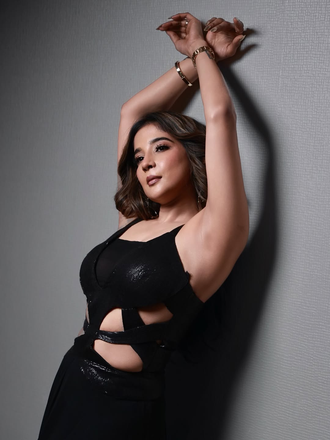Sakshi Agarwal Poses In Black Cutout Jumpsuit
