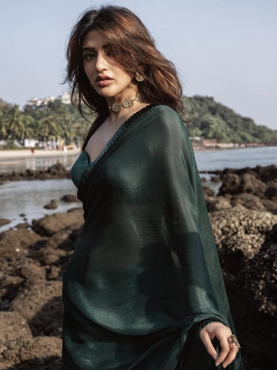 Sreeleela Stuns In A Dark Green Saree Look Now