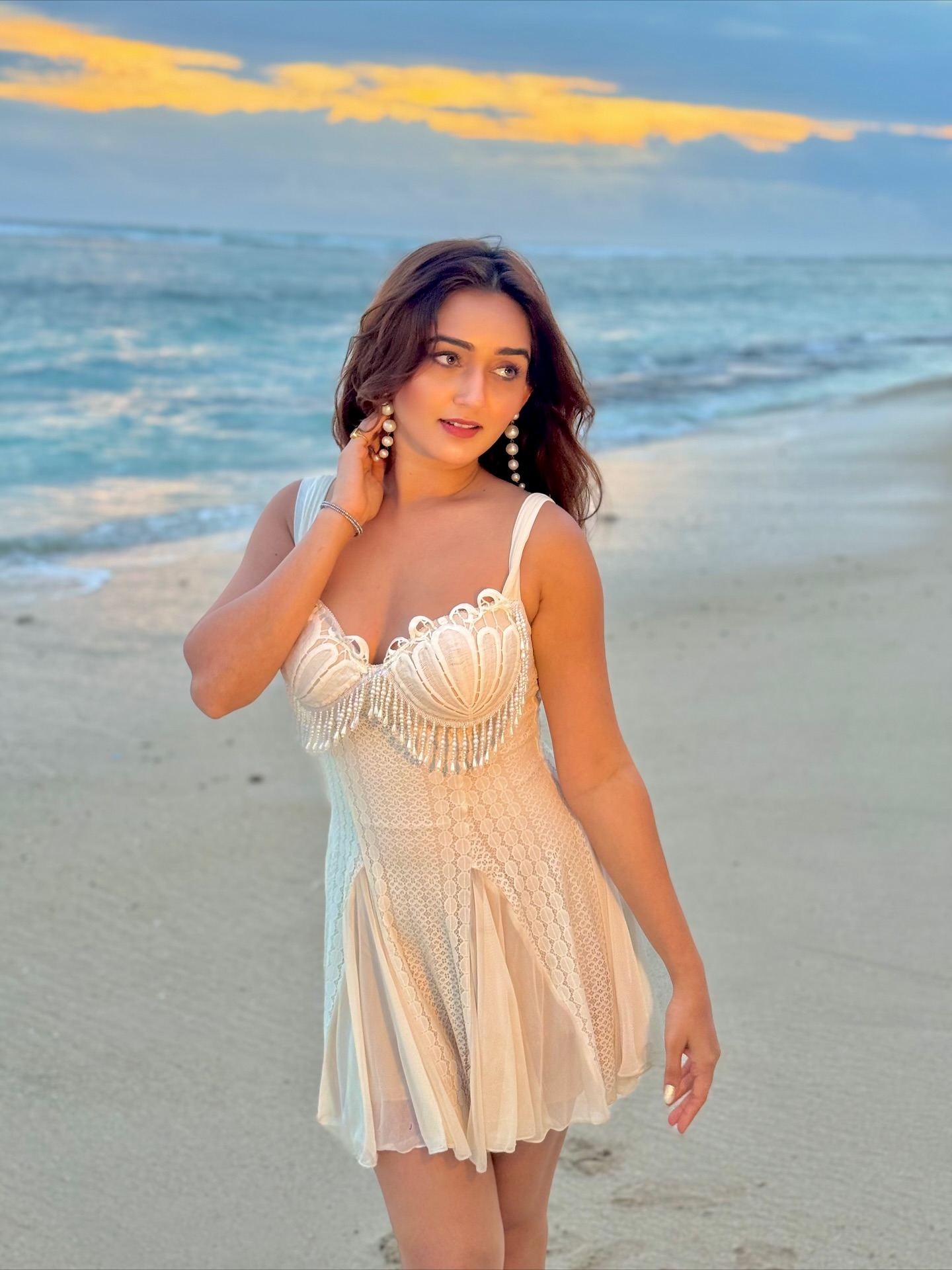 Tanya Sharma Walking Elegantly On Sand