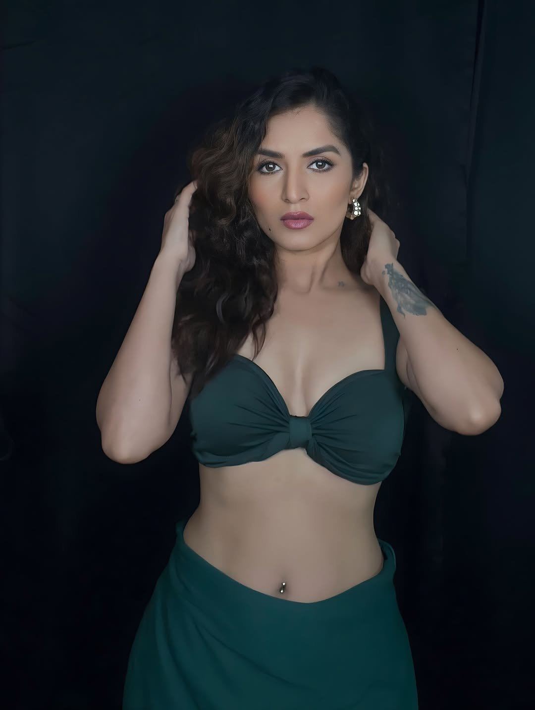 Trishaa Kamlakar's Bold Pose In Green Bralette