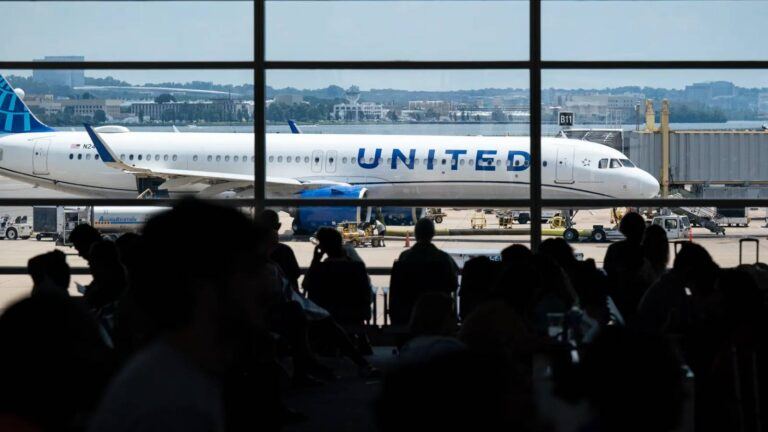 United Airlines aircraft at airport gate
