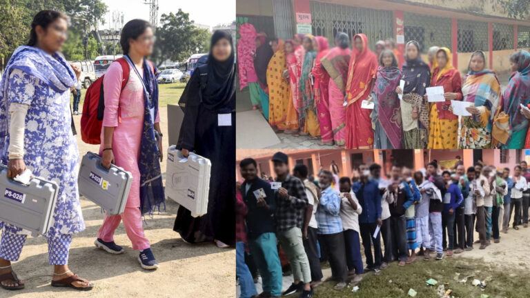 Voters and security at Bihar and Jubilee Hills polling stations