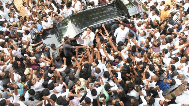 YS Jagan during his Pulivendula tour meeting supporters