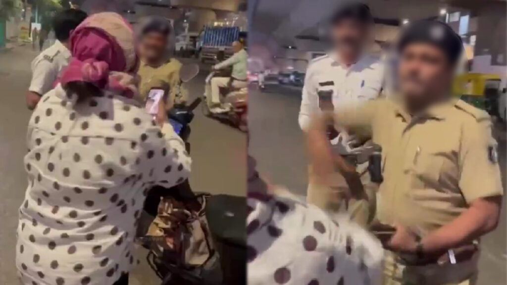 Ahmedabad police slaps woman in public