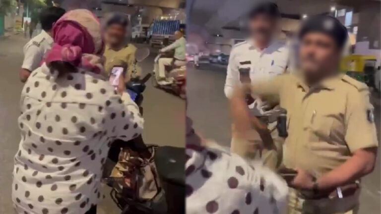 Ahmedabad police slaps woman in public