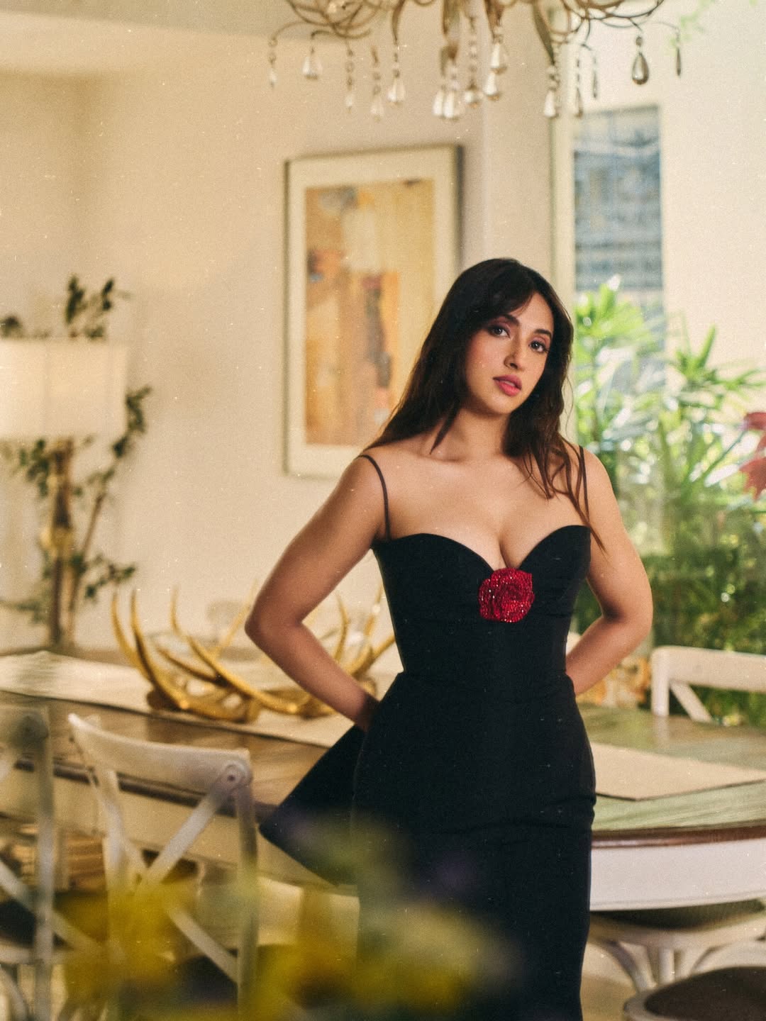 Akanksha Kapoor Stuns In Black Rose Dress Photo