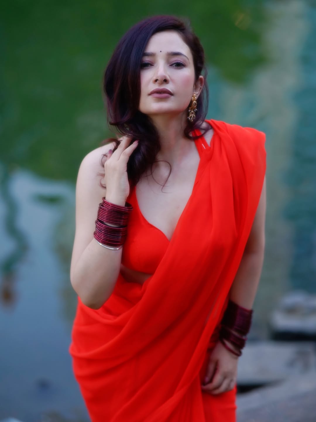 Amrita Mishra Elegant Look In Red Ethnic Wear