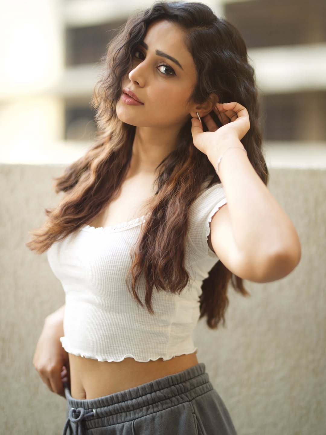Anaira Gupta Stylish Look In Grey Joggers Photo