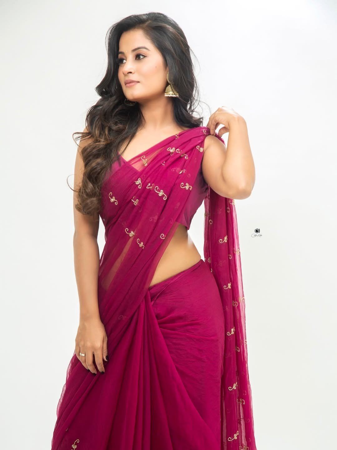 Anusha Rai Flaunts Her Curves In Sheer Saree