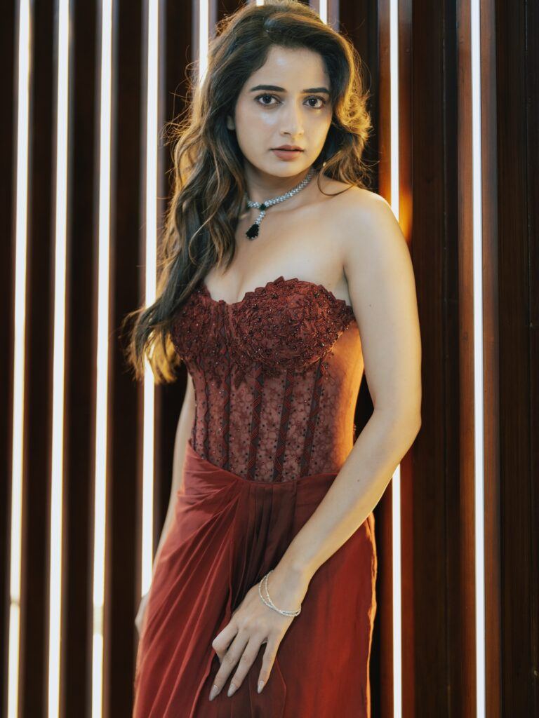 Ashika Ranganath Classy Red Gown Photo Collection