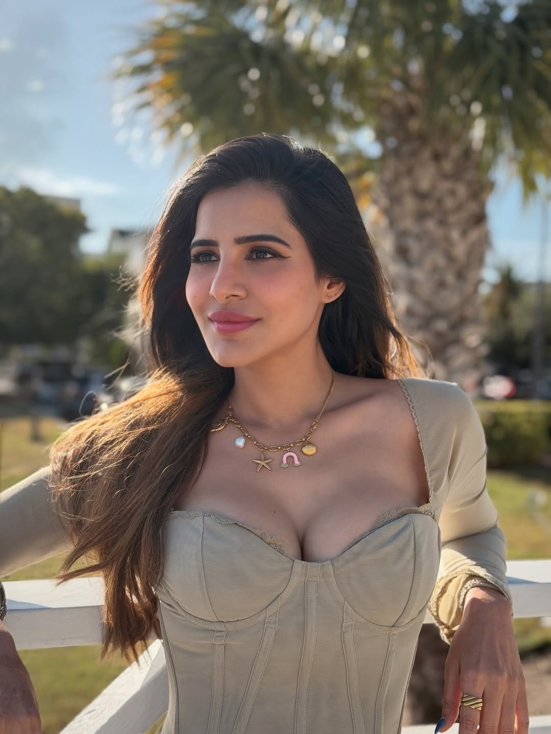 Close Up Of Ashu Reddy's Charm Necklace Detail