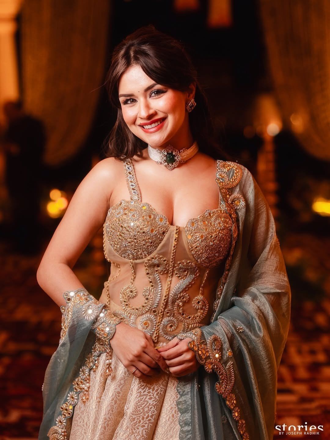 The Actress Flaunts Cleavage In Deep Neck Gown