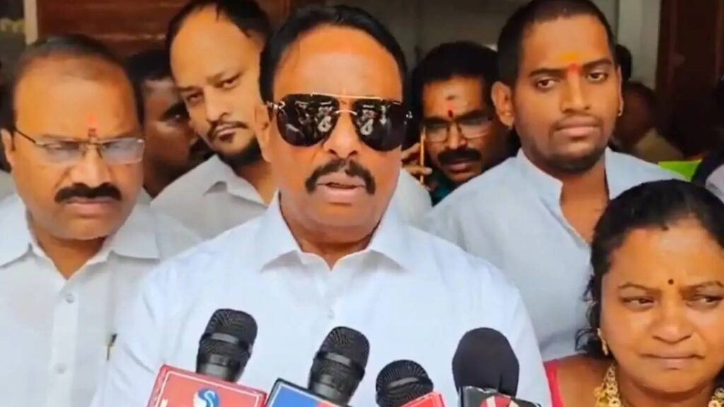 Danam Nagender speaking to media