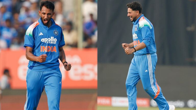 Prasidh and Kuldeep celebrate wickets