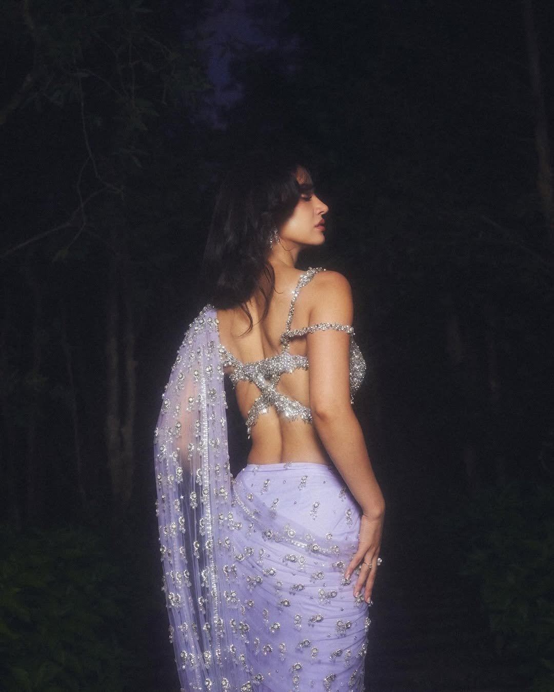 Disha Patani Looks Away In A Candid Saree Pose
