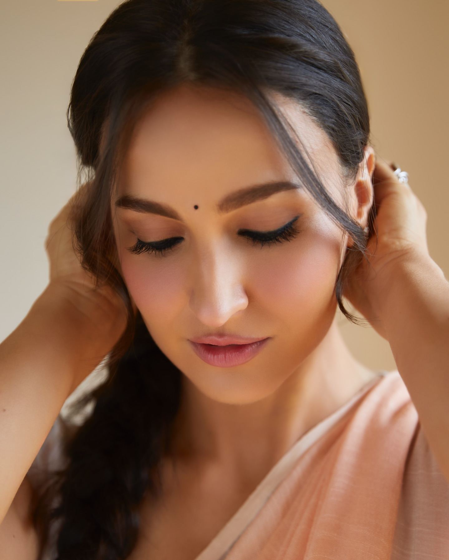 Elli AvrRam Gentle Expression In Saree Portrait