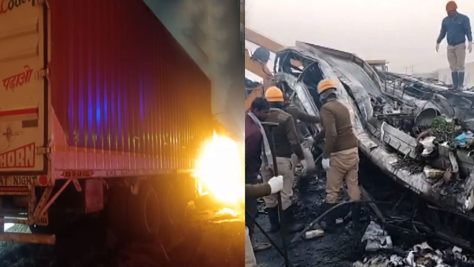 Karnataka NH48 bus crash accident scene