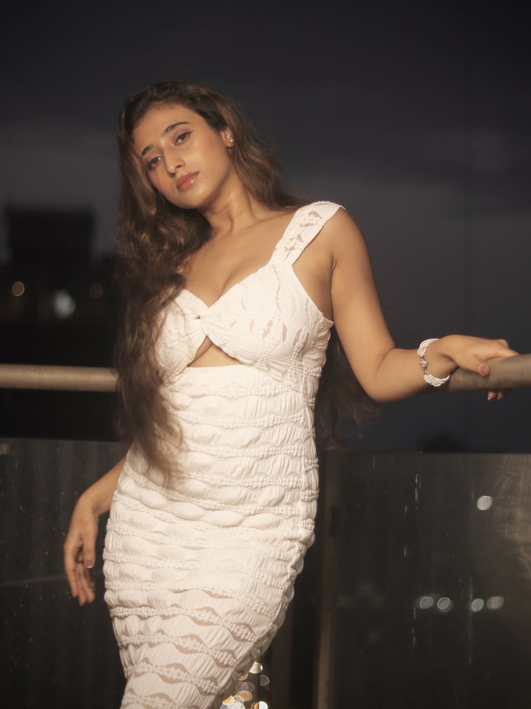 Kheyali Nath Bold Pose In White Dress Close Up