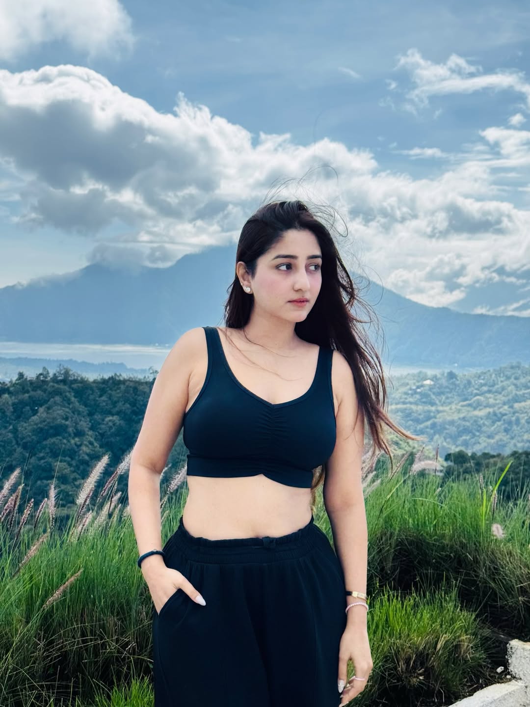 Kuhoo Paranjape Poses In Black Crop Top Outfit