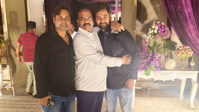 Mokshagna with TDP senior leader Pulla Rao