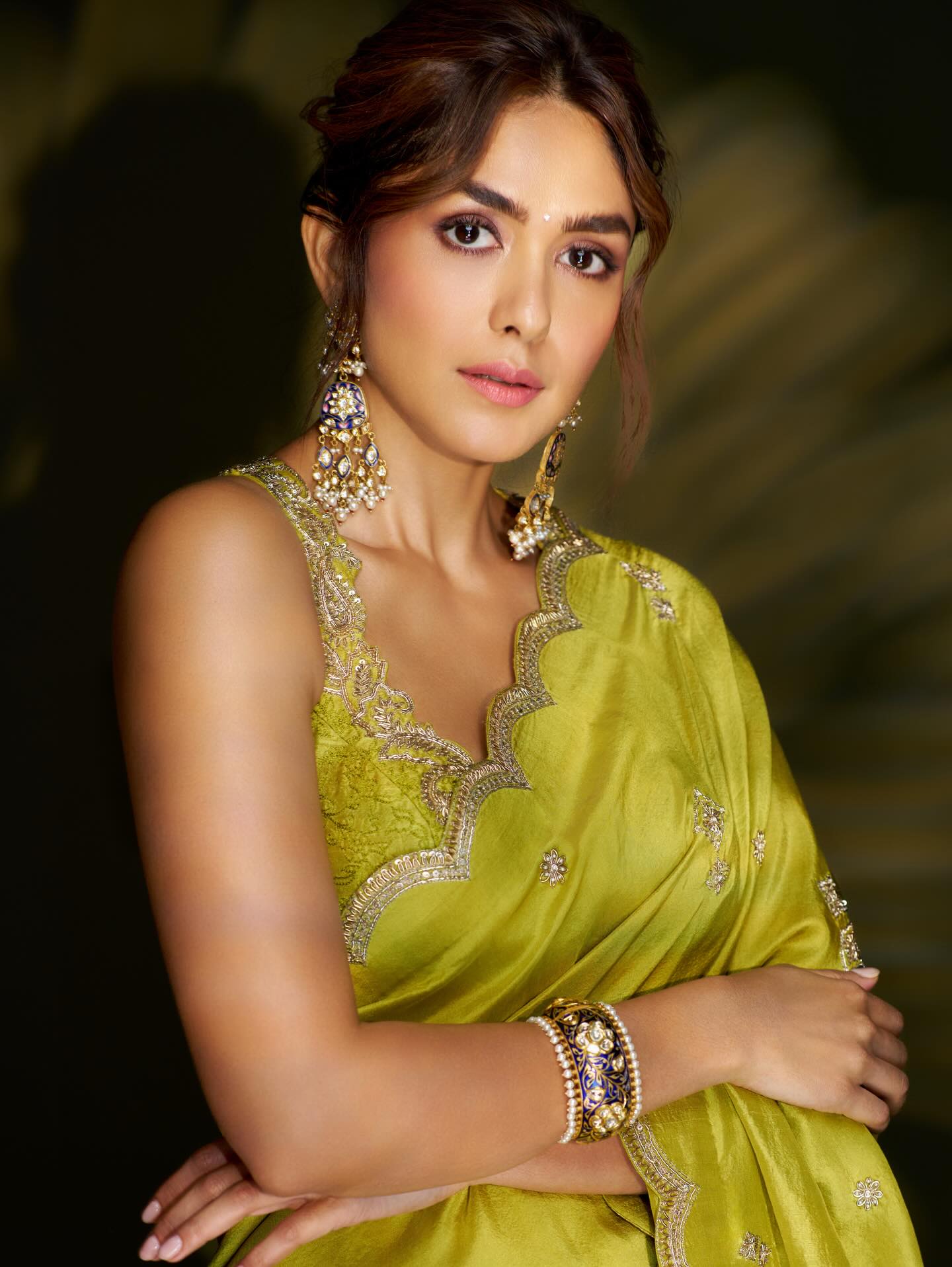 Close Up Of Mrunal Thakur's Statement Earrings