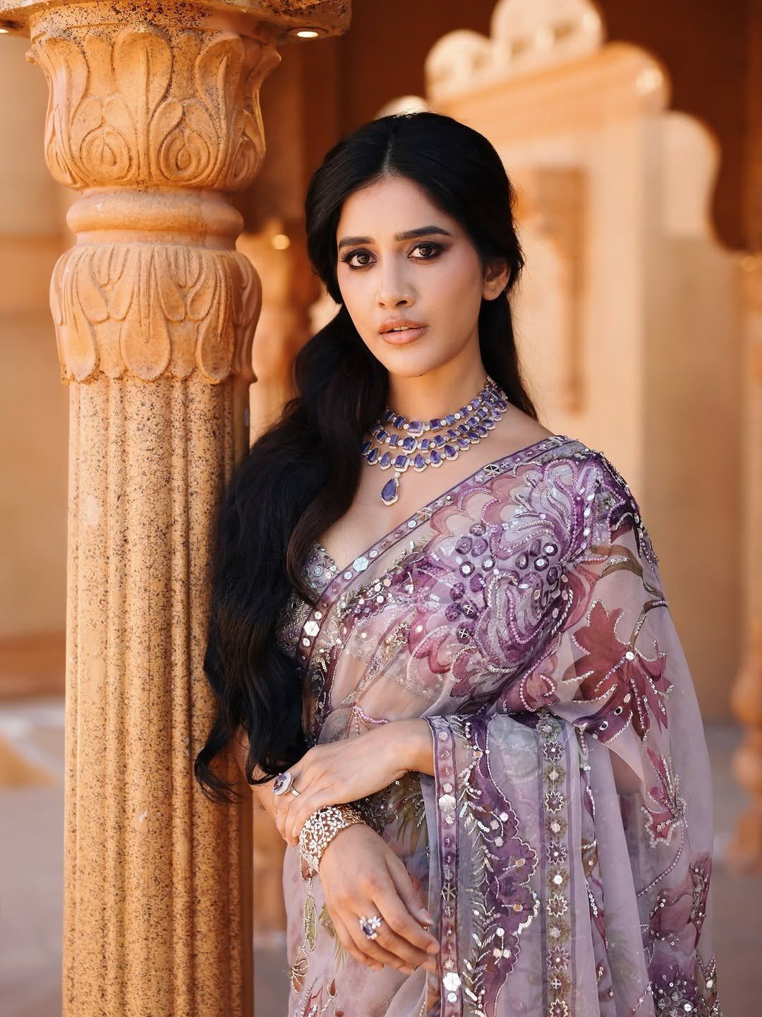 Nabha Natesh's Heavy Embellished Saree Blouse
