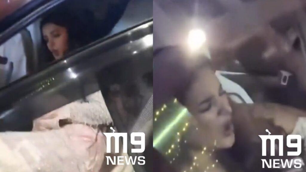 Nidhhi Agerwal surrounded by uncontrollable crowd at The Raja Saab song launch event in Hyderabad