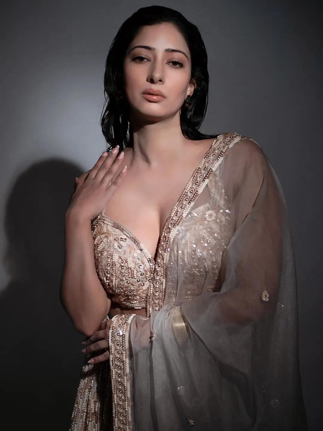 The Actress Flaunts Cleavage In Deep Neck Blouse